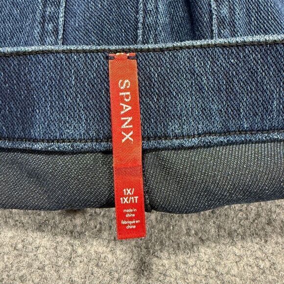Spanx Jeans Womens 1X Skinny Ankle Blue High Rise Pull On - Picture 3 of 9